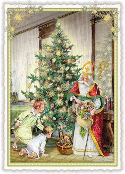 Edition Tausendschön "Der Nikolaus bringt Geschenke", Postkarte PK1046 Größe: 10,5x15 cm